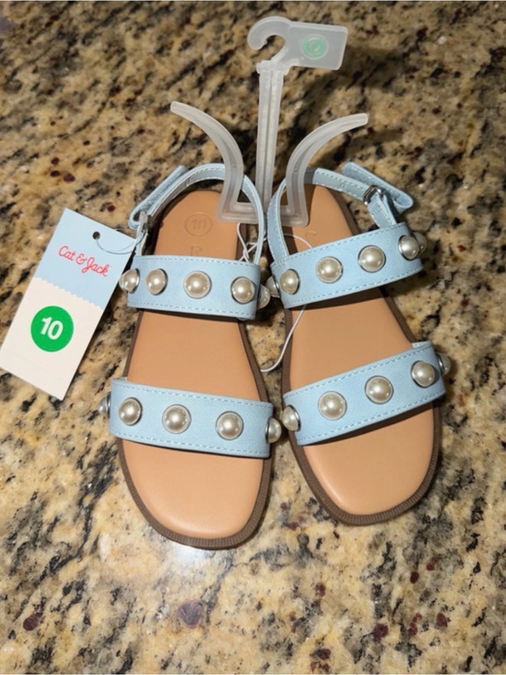 Cat & Jack Light Blue Pearl-Embellished Girls' Sandals